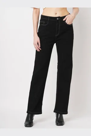 Mast & Harbour Women Straight Fit High-Rise Stretchable Jeans