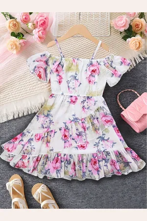 Miss & Chief Girls Floral Printed Fit & Flare Dress