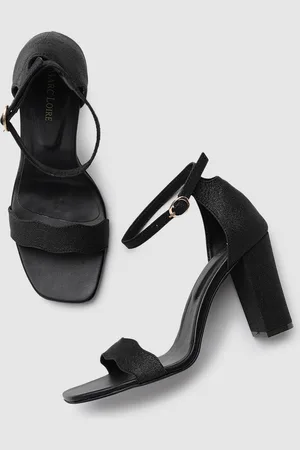Marc Loire Women Black Embellished PU Block Sandals Heels