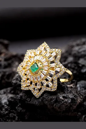 Anouk Gold Plated American Diamond Stone Studded Star Shape Finger Ring