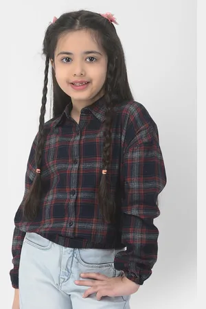 Crimsoune Club Girls Cotton Checked Shirt Style Top