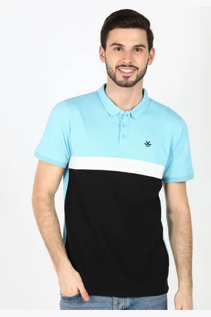 WROGN Men Colourblocked Polo Collar Cotton T-shirt