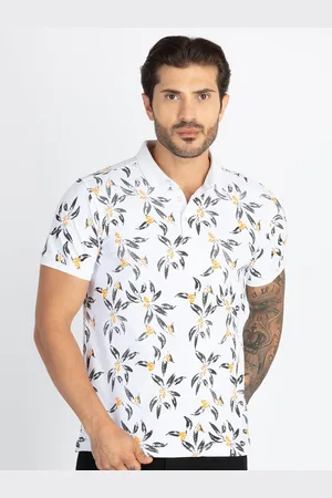 Status Quo Men Floral Printed Polo Collar T-shirt