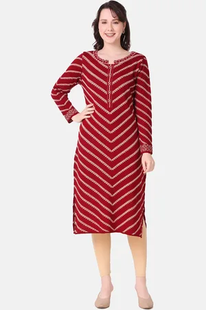 Elthia Striped Printed Woolen Straight Kurta