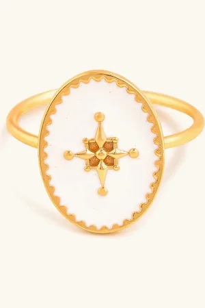 Mabel 925 Sterling Silver 18 Karat Gold Plated Star Signet Adjustable Ring