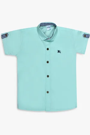 Superminis Boys Green Regular Fit Solid Casual Shirt