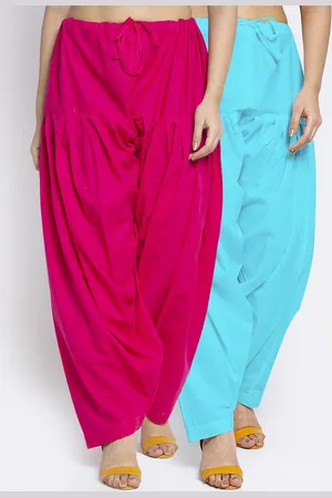 GRACIT Women Pink & Blue Pack of 2 Solid Cotton Salwar