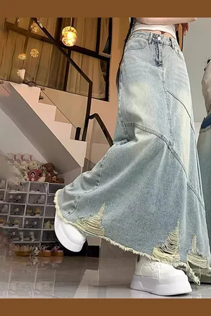 DressBerry Denim A-Line Maxi Skirt
