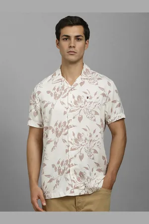 Louis Philippe Men Slim Fit Cuban Collar Floral Printed Cotton Casual Shirt