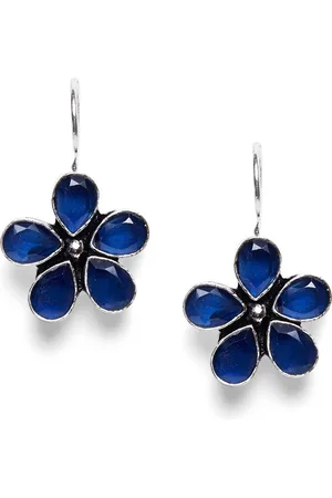 Bamboo Tree Jewels Blue Floral Drop Earrings