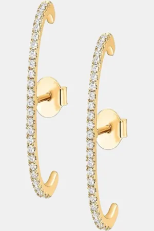 AQUASTREET 14K Gold Plated C-Shaped Half Hoops Lightweight Earrings
