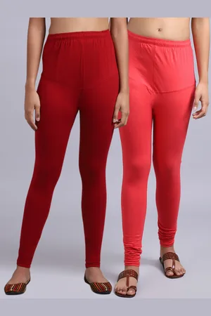 GRACIT Women Pack Of 2 Solid Marron And Pink Churidar-Length Leggings