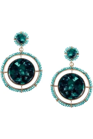 Alberre Odette Gold-Plated Stones Studded Contemporary Drop Earrings