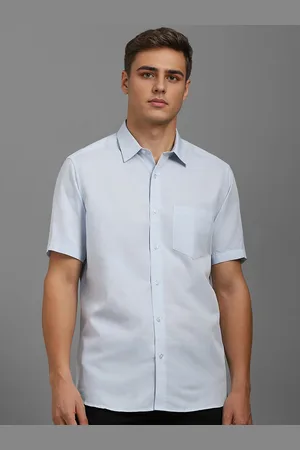 Louis Philippe Men Classic Fit Spread Collar Solid Cotton Linen Casual Shirt