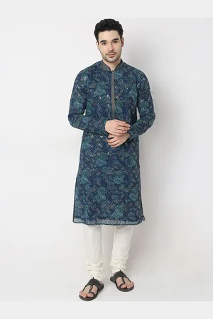 Ethnicity Ethnic Motifs Printed Sequined Mandarin Collar Straight Kurta With Churidar