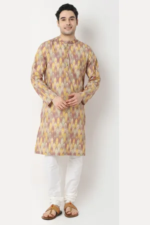 Ethnicity Ethnic Motifs Printed Mandarin Collar Straight Kurta