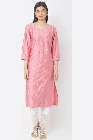Ethnicity Floral Embroidered Zari Straight Kurta