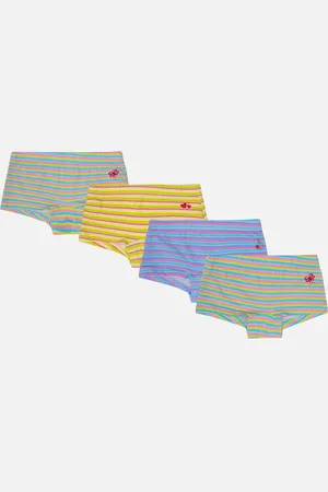 BodyCare Girls Pack Of 4 Striped Cotton Shorts