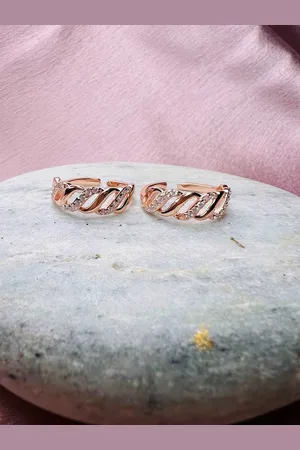 ARTE Set Of 2 925 Sterling Silver Rose Gold-Plated Cubic Zirconia Toe Rings