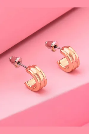 ESTELE Gold-Plated Contemporary Half Hoop Earrings