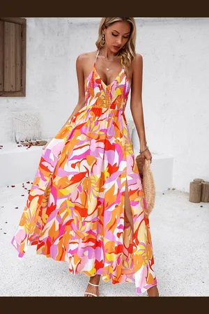 Mast & Harbour White Shoulder Straps Print Maxi Dress