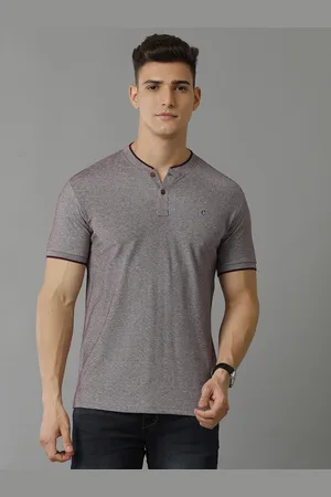 Linen Club Men Mandarin Collar T-shirt
