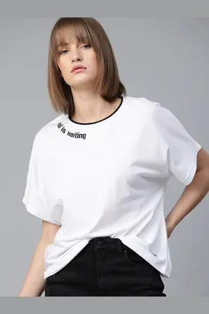 Roadster Women White Solid Round Neck Pure Cotton T-shirt