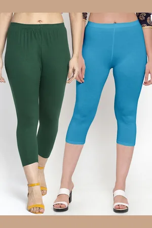 GRACIT Women Set of 2 Green & Blue Capris