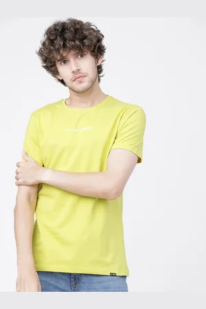 Highlander Men Lime Green Printed Pure Cotton Round Neck T-shirt