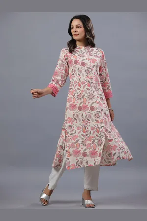 Amchoor Floral Printed A-Line Pure Cotton Kurta