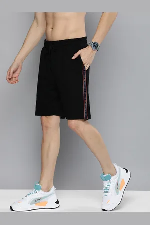 Flying Machine Men Black Slim Fit Regular Shorts with Side Stripes