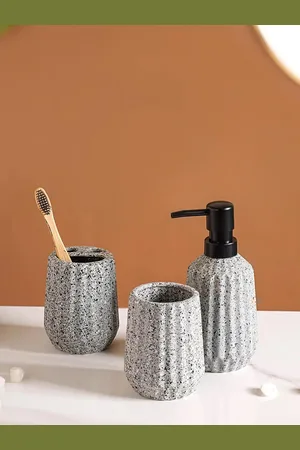 Nestasia Grey & Balck 3 Pieces Ceramic Bathroom Accessories
