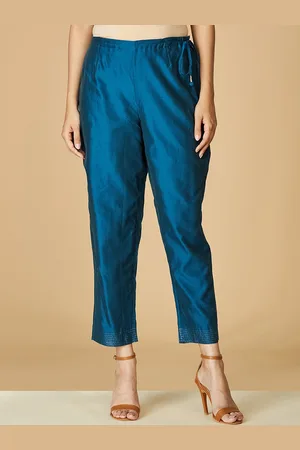 Fabindia Women Blue Comfort Cotton Trousers