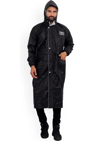 THE CLOWNFISH Champion Black Solid Waterproof Double Layer Long Rain Jacket