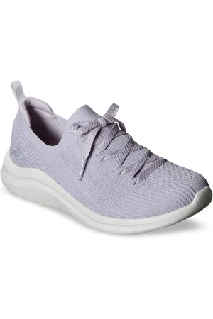 Skechers Women Purple Woven Design Slip-On Sneakers