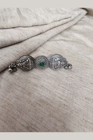 Molcha Artificial Stones Studded Oxidised Adjustable Finger Ring