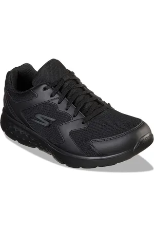 Skechers Men Black Mesh Running Non-Marking Shoes