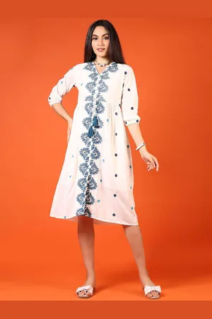 V-Mart Embroidered A-Line Knee Length Ethnic Dresses