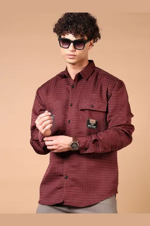 V-Mart Men Spread Collar Textured Cotton Casual Shirt