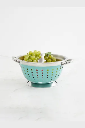 Home Centre Green Solid Stainless Steel Colander With Handle