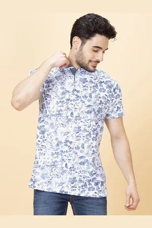 Being Human Men Floral Henley Neck Pockets T-shirt