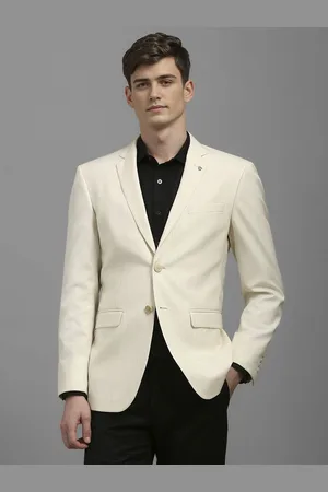Louis Philippe Self Design Notched Lapel Single-Breasted Formal Blazer