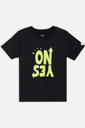 MINI KLUB Boys Typography Printed Round Neck Cotton T-shirt