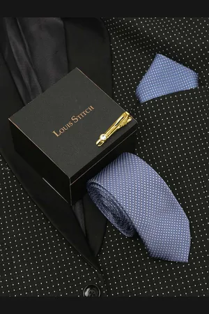 LOUIS STITCH Men Printed Silk Necktie Accessory Gift Set