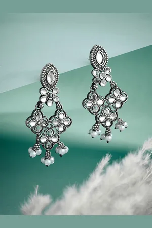 ATIBELLE Silver Plated Contemporary Drop Earrings
