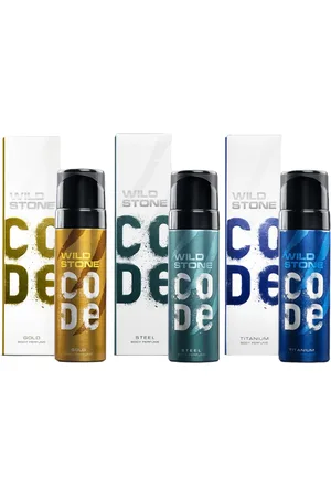 Wild Stone Men Set of 3 Code Long Lasting Body Deodorant 150ml each - Gold+Titanium+Steel