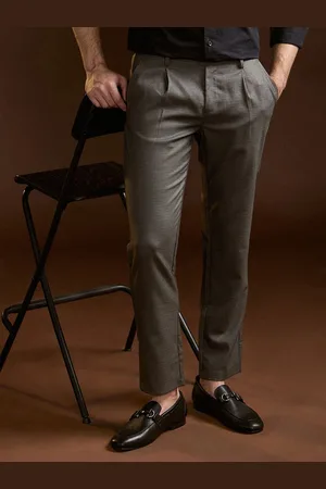 The Bear House Men Solid Regular Fit Formal Trouser