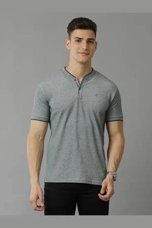 Linen Club Men Mandarin Collar T-shirt