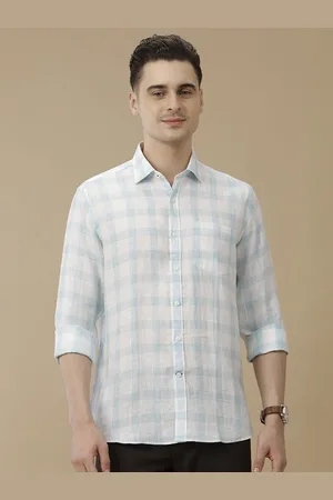 Linen Club Men Contemporary Slim Fit Spread Collar Windowpane Checked Casual Shirt
