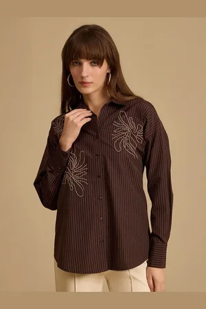 Kazo Women Opaque Striped Formal Shirt